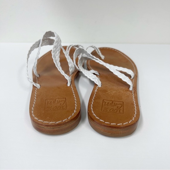 100% Capri Woven Braided Sandals Leather 41 White 10 - Picture 4 of 6